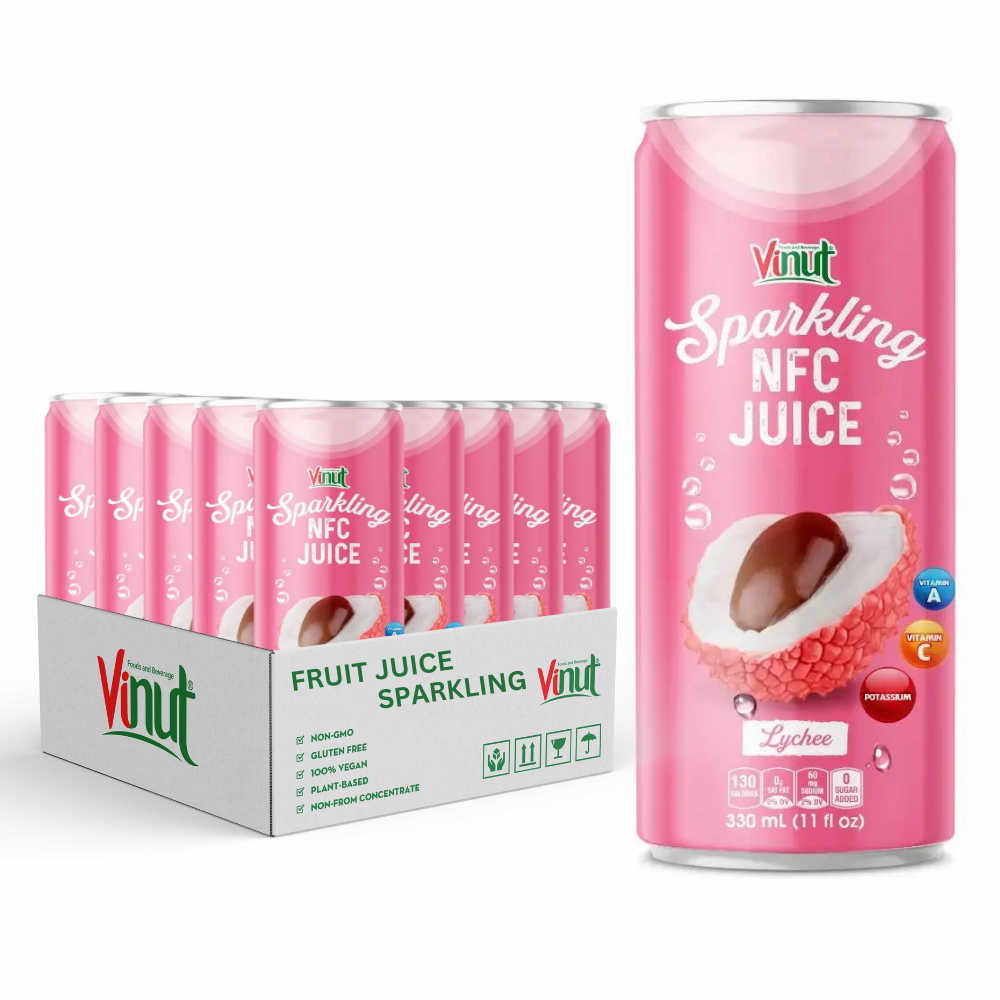 Wholesale 330ml Lychee Fruit Juice Sparkling Water Natural Puree Private Label Marketing Support