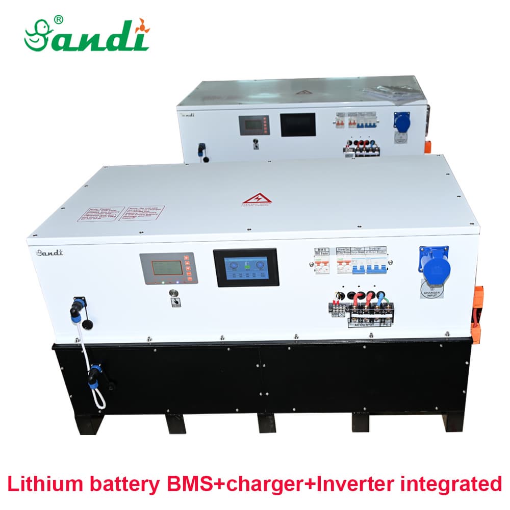 All in one 32KWH LiFePO4 Lithium Battery with AC Charger and 15KW DC_AC Inverter for vehicle use