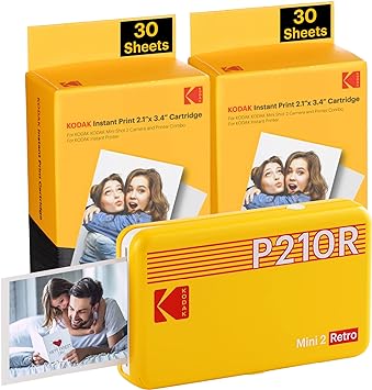 KODAK Mini 2 Retro _2_1x3_4 inches_ Initial 8 Sheets _ 60 Sheets Bundle