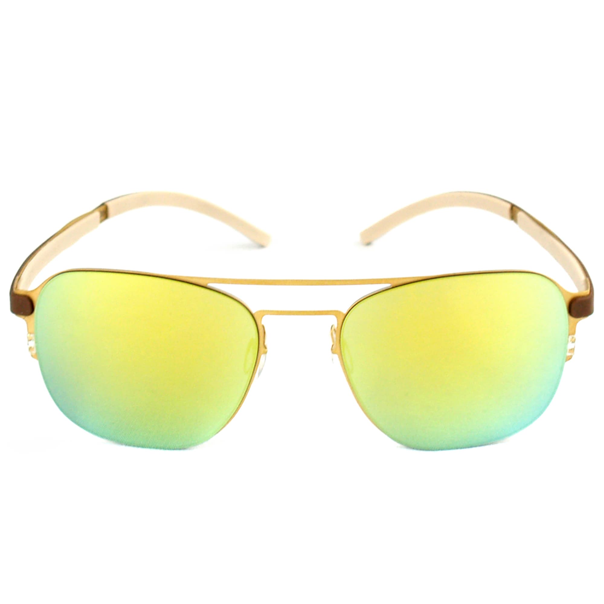 Tan  Aviator Design Thin Stainless Steel  Frame Sunglasses