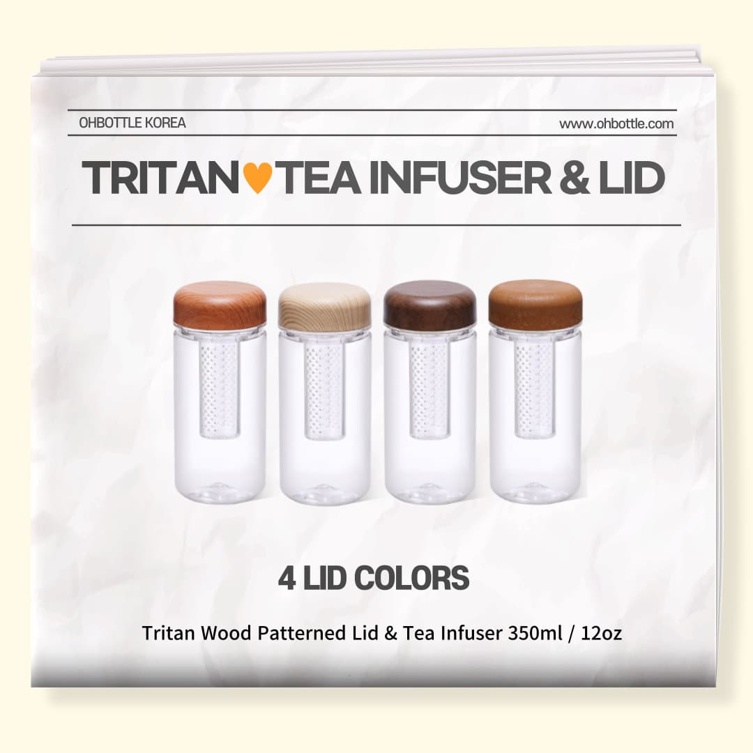 OEM WHOLESALE Korea Promotional Gift Tritan Water Bottle with Tea Infuser Lid 350ml