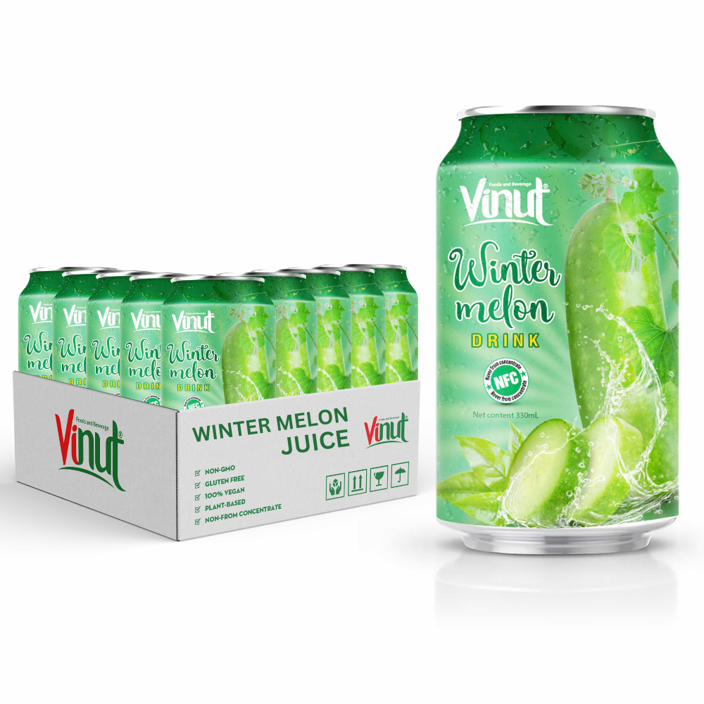 Private Label_Wholesale Soft Drink _ 330ml Winter Melon Fruit Juice Drink 24Cans_Pack _ Free Sample