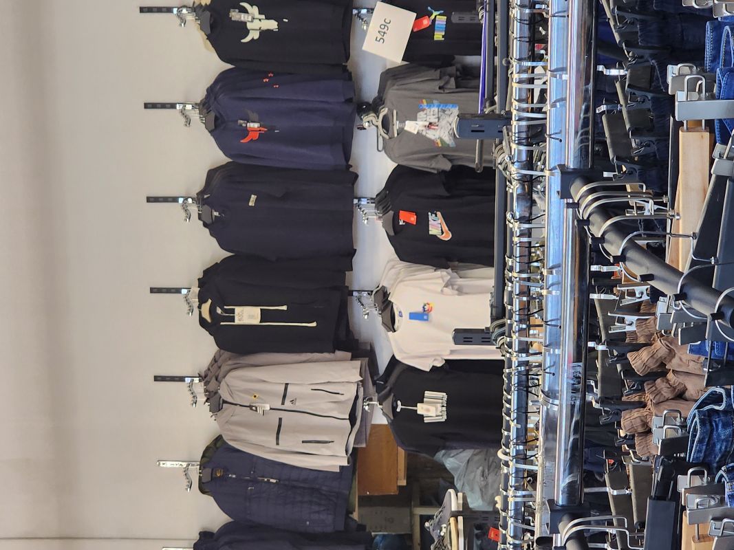 Clothing in stock_ T_shirts_ pants_ blouses_ dresses_ shorts_ skirts_ jumpers_ and jackets