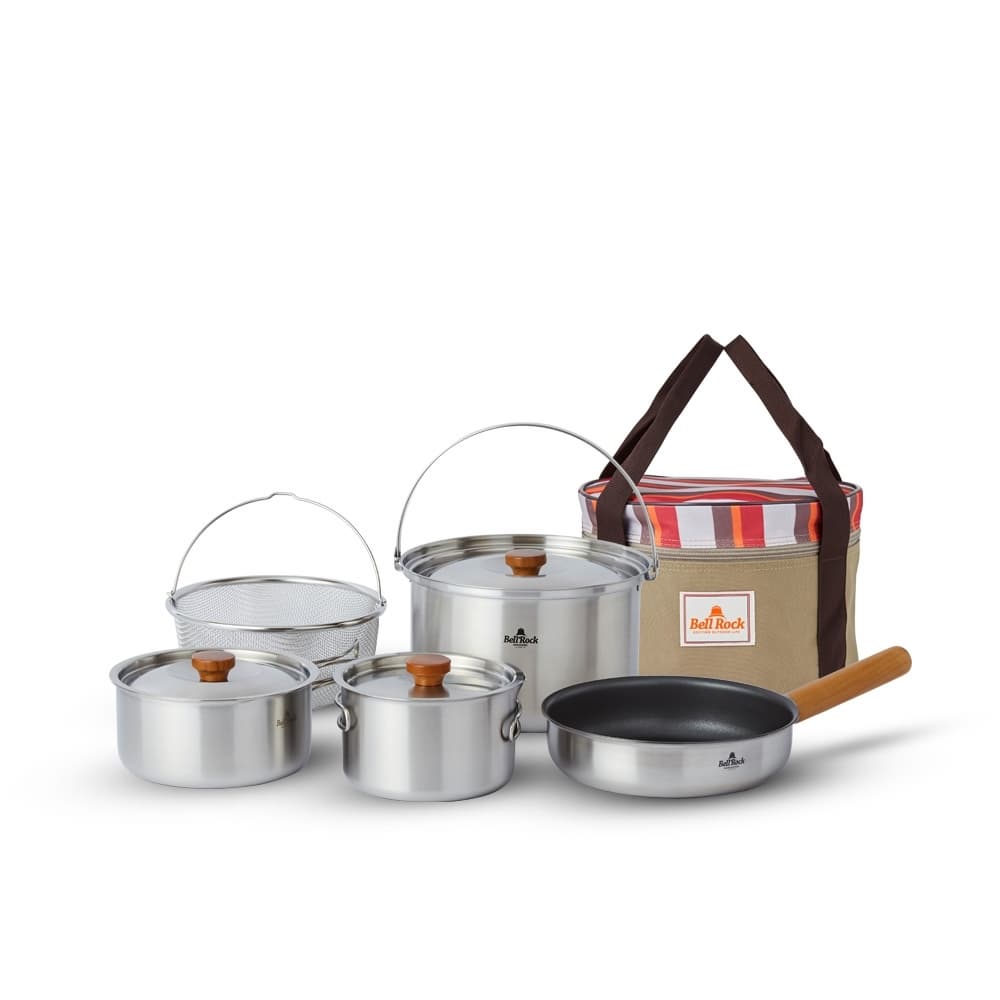 Camping Cookware Set Whole_Clad Tri_Ply Stainless Steel Pots _ Pans Open Fire Cooking Kit  Nonstick