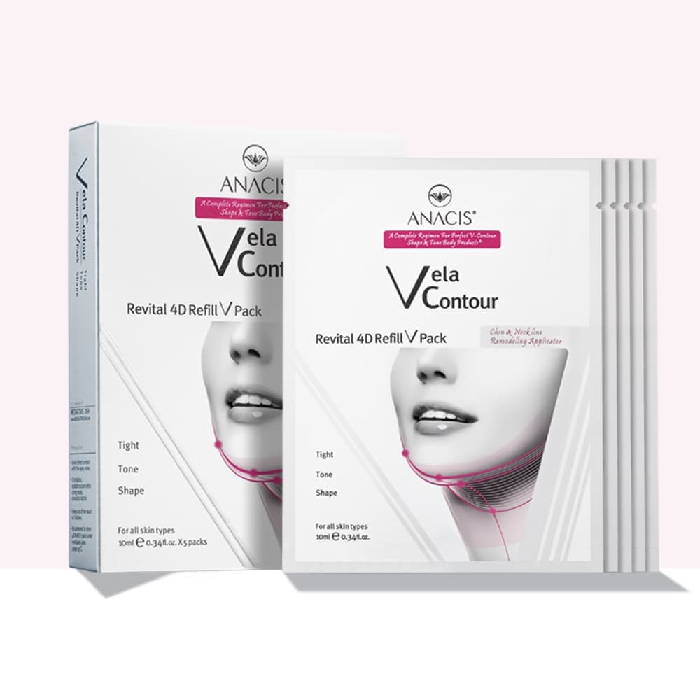 Vela Contour 4D Refill V Pack Facial Double Chin V Line Mask Neck Wrinkles Sagging Skin
