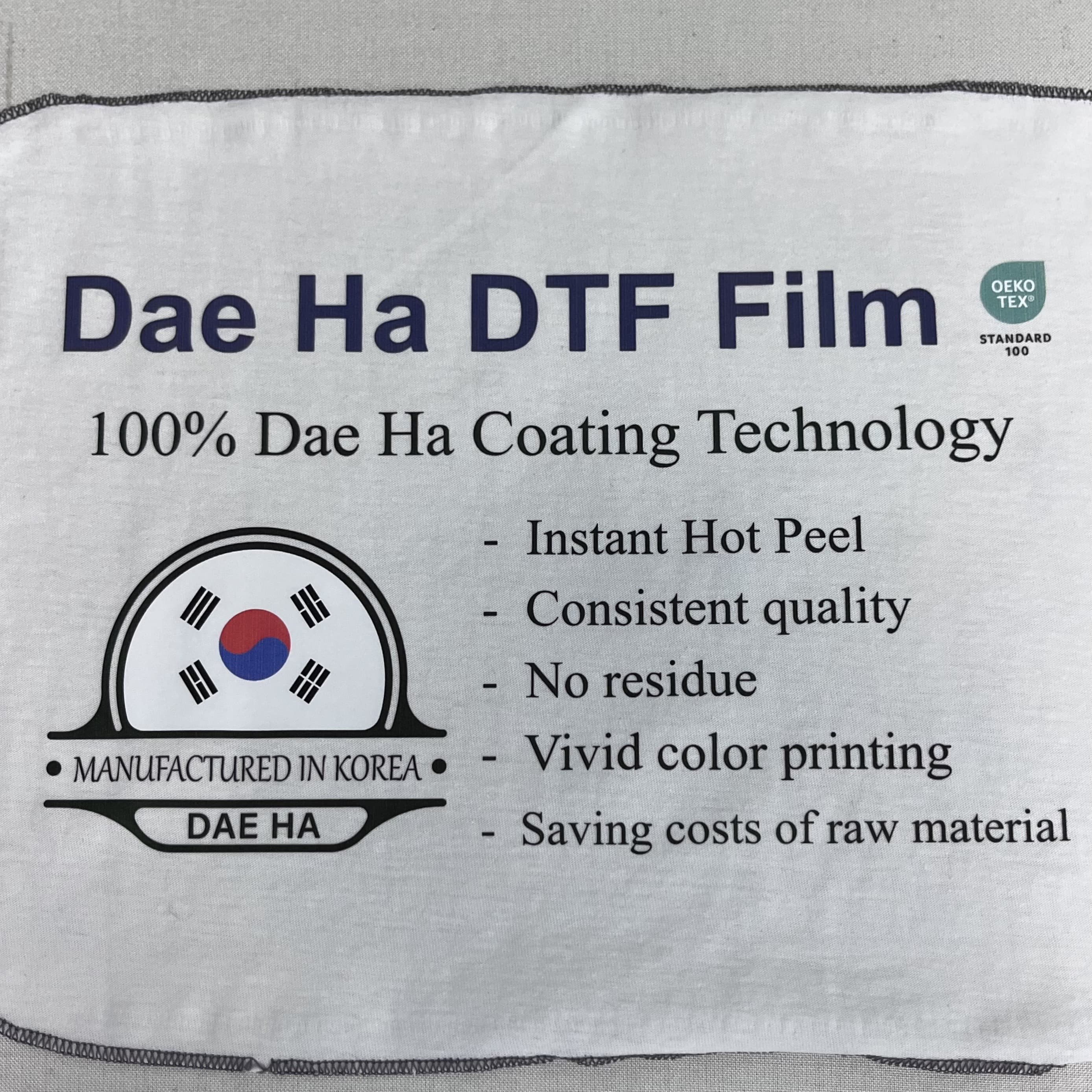 Dae Ha DTF Film for Garment and T_Shirt_ Real Instant Hot Peel with Consistant Quality_ Made In Kore