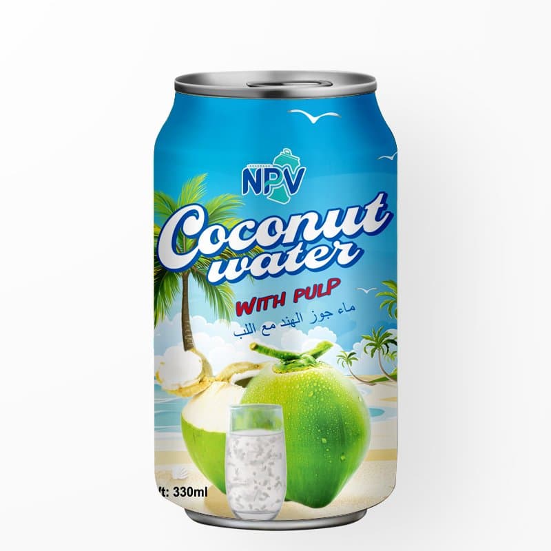 FRESH AND PURE COCONUT WATER 330ML ALU CAN WITH SMALL MOQ AND COPMANY PRICE