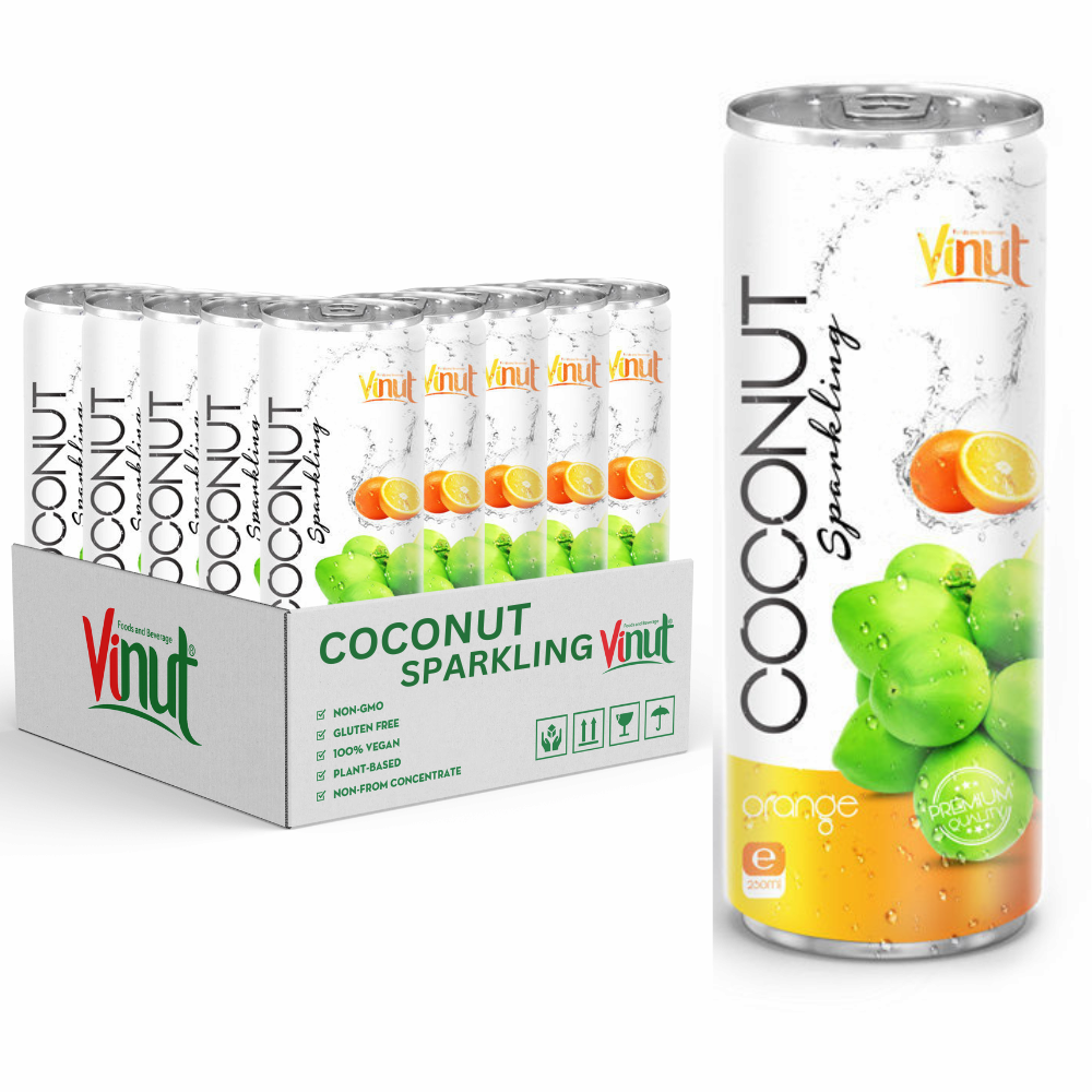 Manufacture Soft Drink_Private Label OEM _ 200ml Vinut Natural Orange  Pure Coconut Sparkling Water