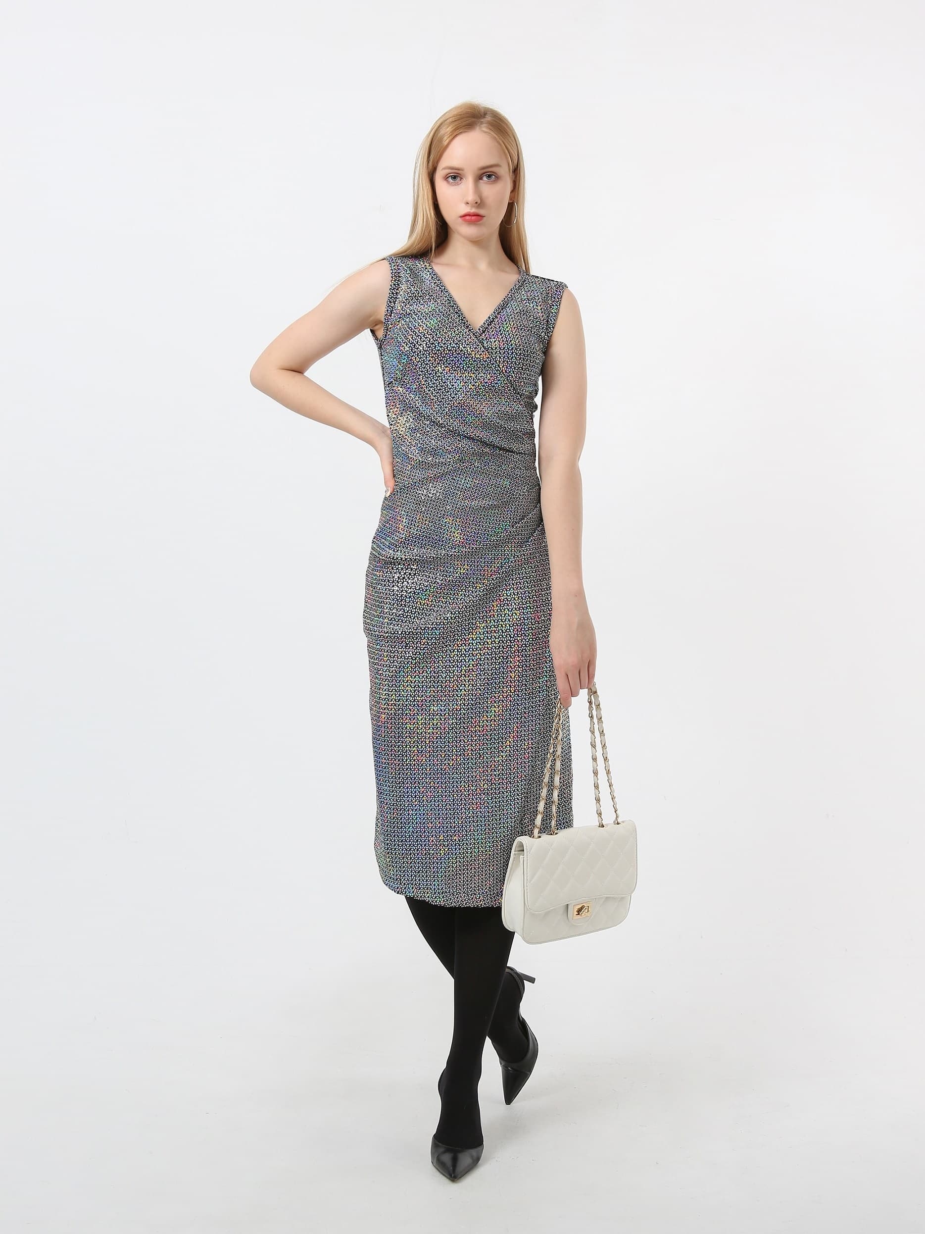 Korean Knit Multi shiny Midi Dress