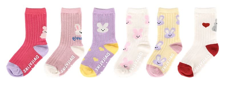 Heart bunny heavy rib kids socks _ 01 Set