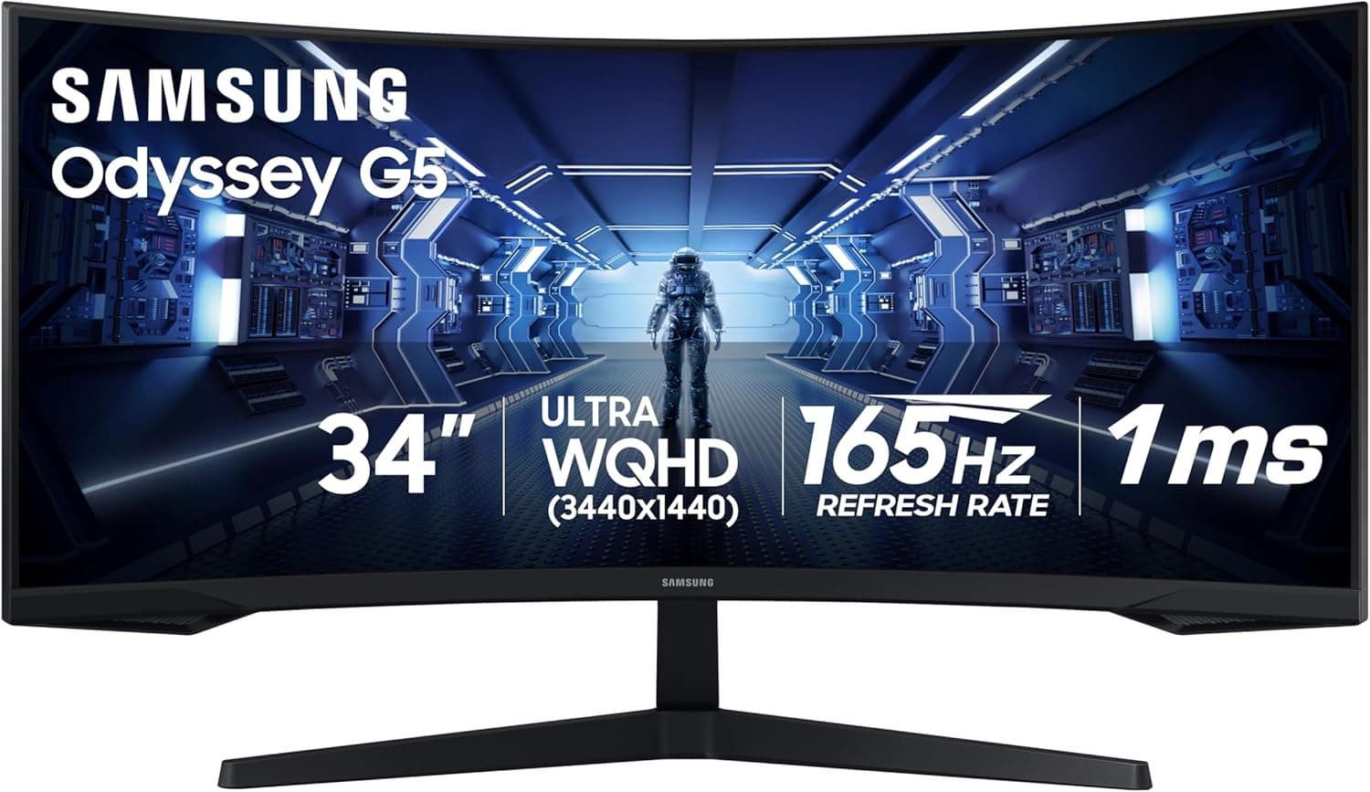 Samsung 34 Odyssey G5 Ultra_Wide Gaming Monitor 1000R Curved Screen 165Hz LC34G55TWWNXZA