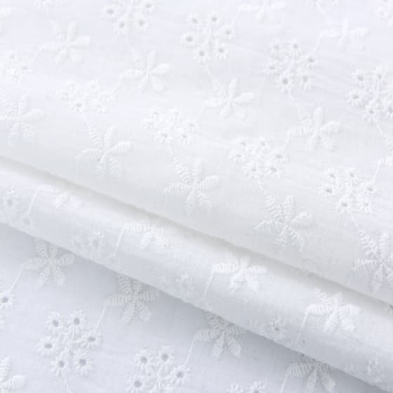 white cotton voile dress lace fabric embroidered design