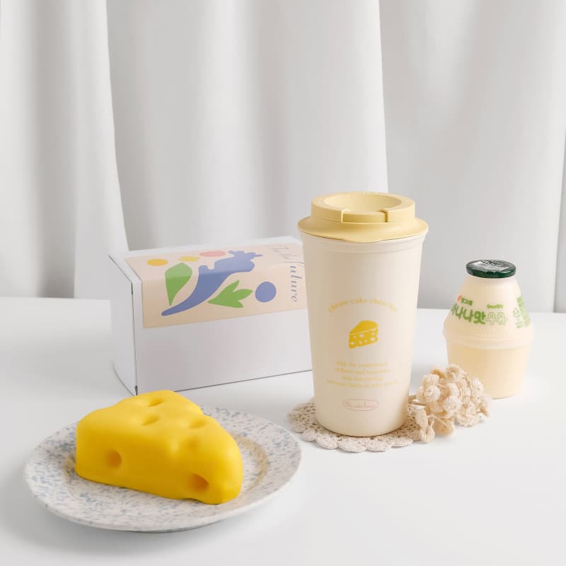 Ivory Pastel Double wall mug with lid 16oz _ Made in Korea _ Custom logo service