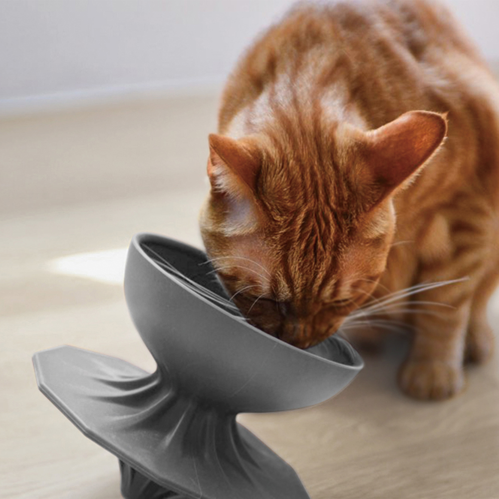 Pet_Dog_ Cat_ Feeder Bowl_ Elevate Bowl_ Silicon Bowl_SPINNER BOWL_GRay