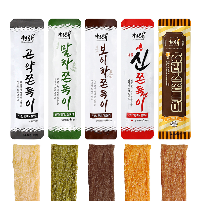 Konjac Jjon_Deu_Ki _Korean snack_ 5Flavor _ Original_ Churros_ Spicy_ Matcha_ Pu_er Tea_