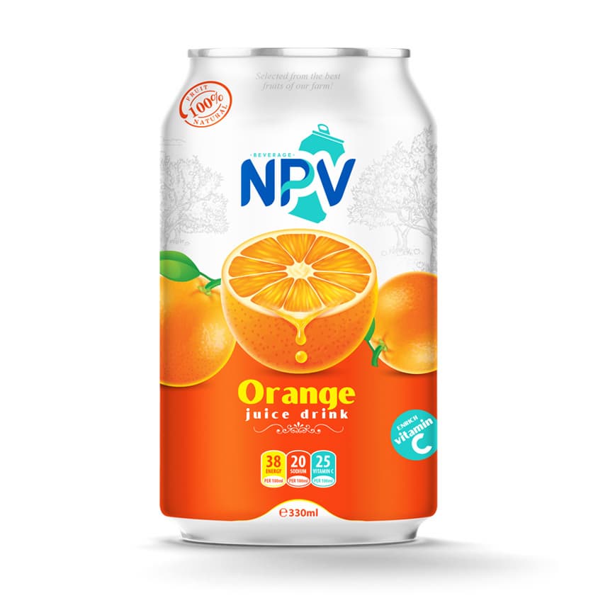 SUPPLIER NPV ORANGE JUICE DRINK 330ML SHORT CAN WITH HALAL CERTIFICATION