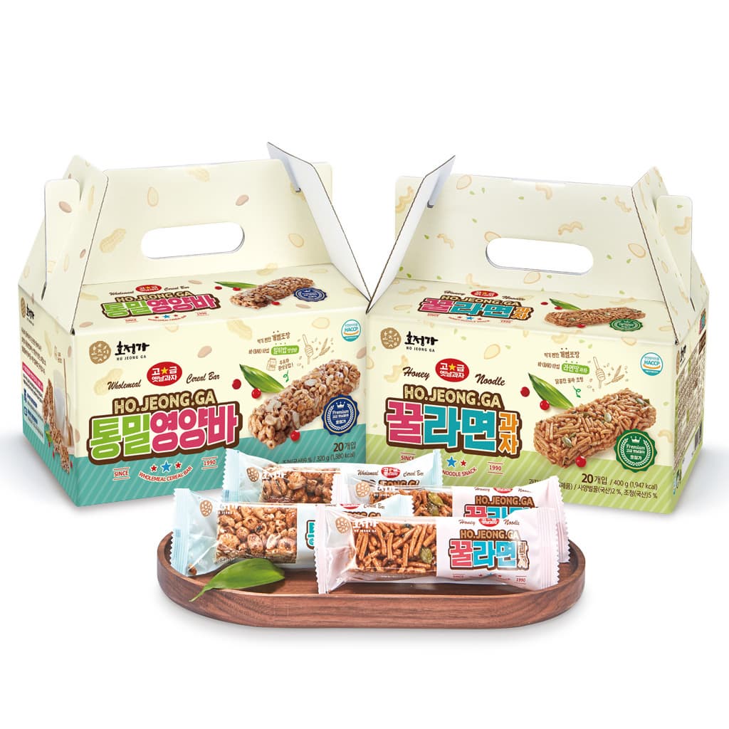 Hojeongga Honey Noodle Snack Set_400g _ Wholemeal Cereal Bar Set_320g