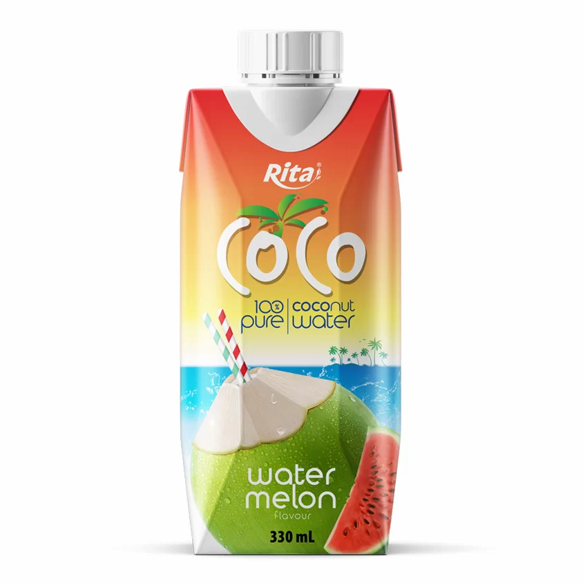 PURE COCONUT WATER WITH WATERMELON FLAVOR 330ML PAPER BOX