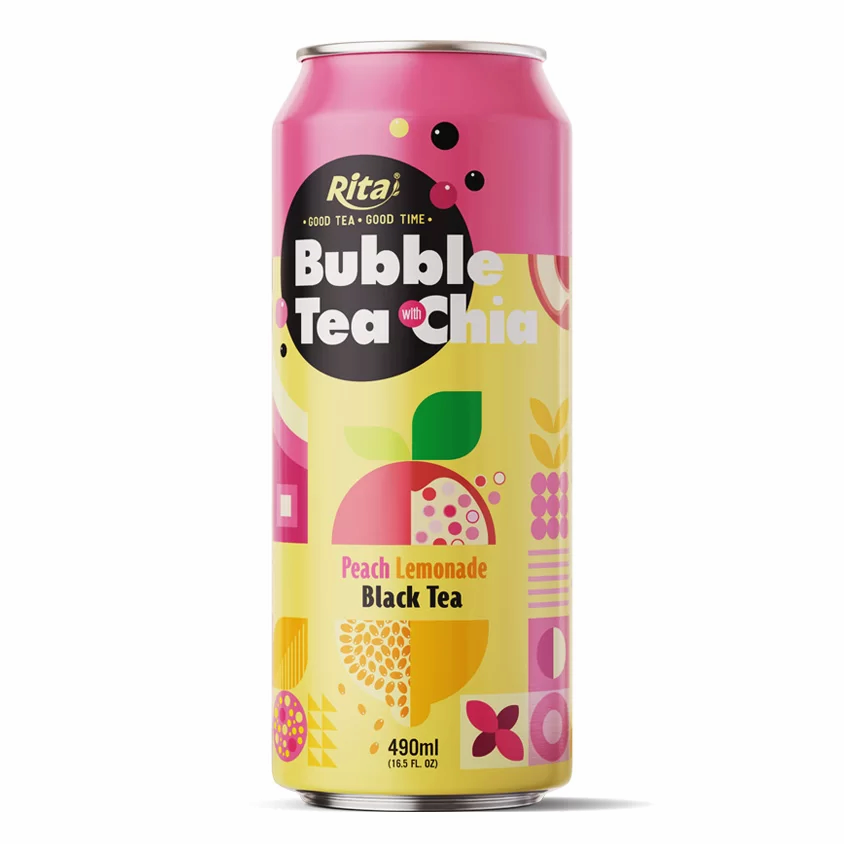 Bubble Tea With Chia Peach And Lemonade Flavor