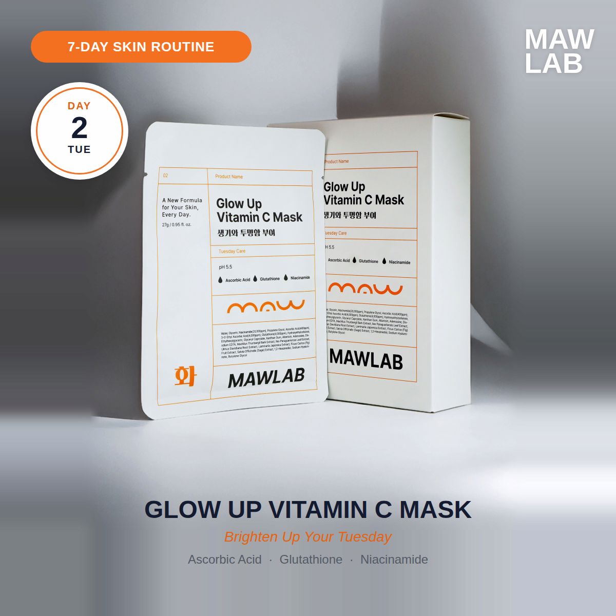 MAWLAB Glow Up Vitamin C Sheet Mask Pack _ Skin Care Face Mask _Tuesday_