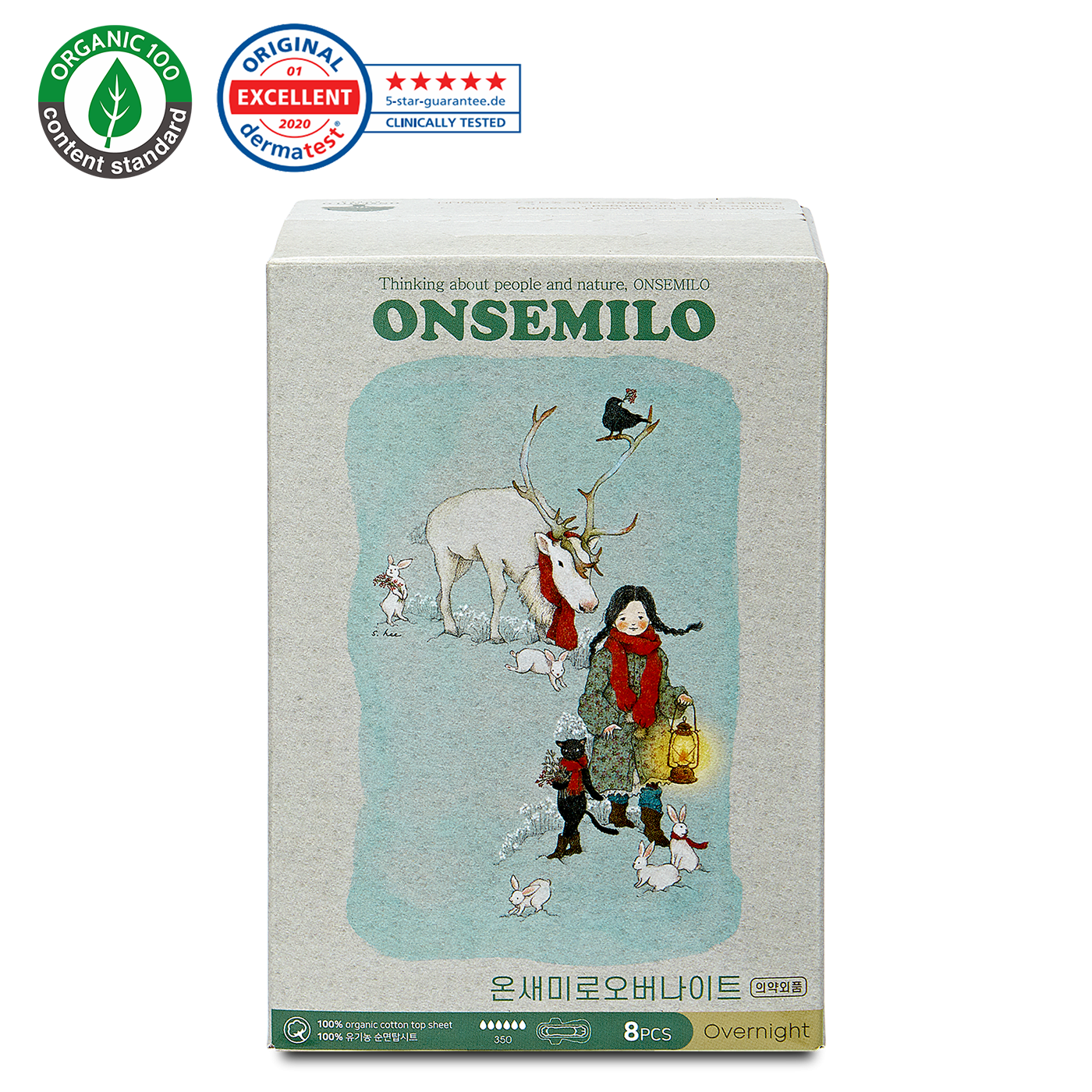ONSEMILO 100_ Organic Cotton Top Sheet Sanitary Napkin Overnight