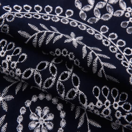 hollow out  white cotton fabric embroidered lace