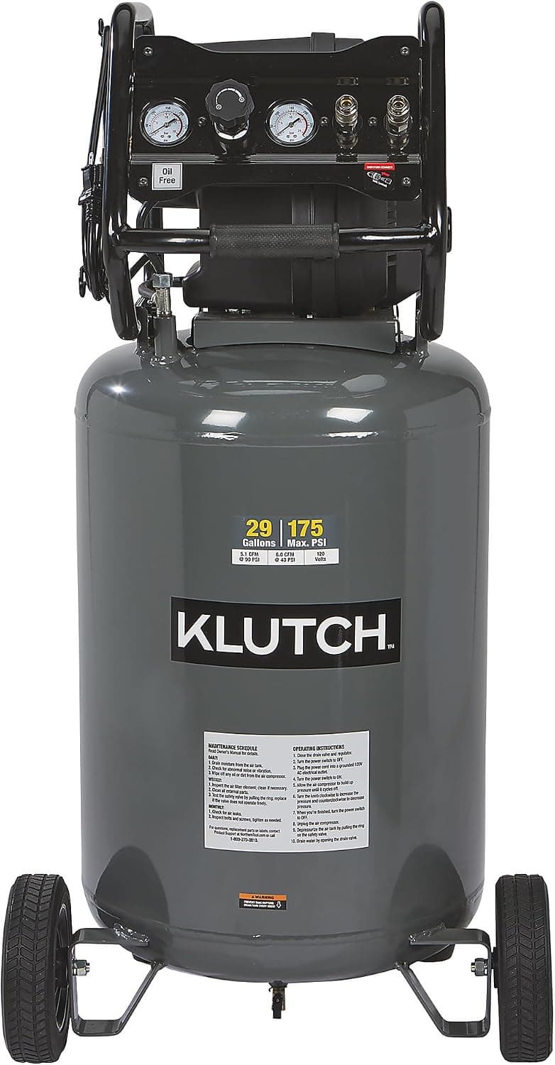 Klutch 29_Gallon Air Compressor_ 2_5 HP_ 120V_ 175 PSI_ 5_1 CFM at 90 PSI