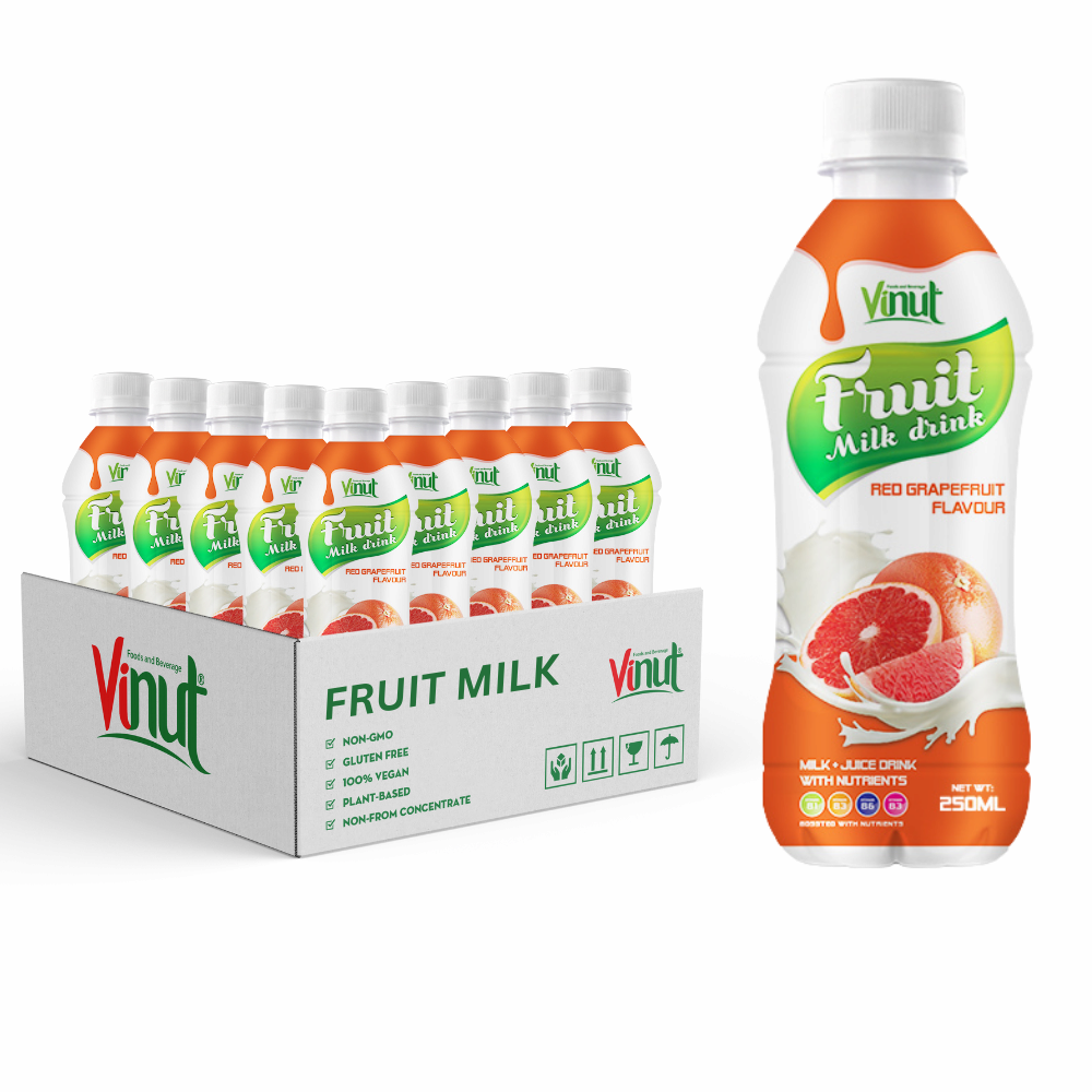 Manufacture Soft Drink From Vietnam_Private Label _ Natural Red Grape Fruit Milk Drink 250ml Bottle