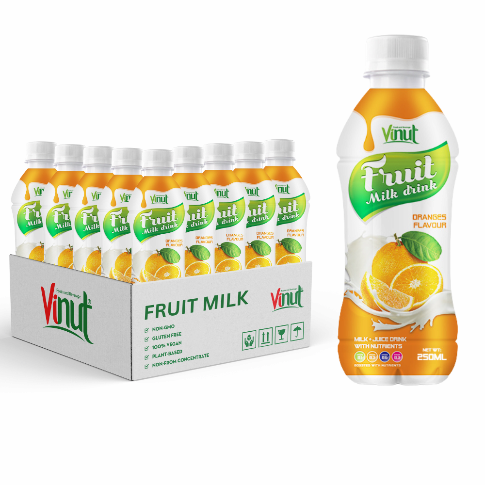 Private Label _ Organic Orange Fruit Milk Drink 250ml Bottle _ Juice Water _ Free Sample