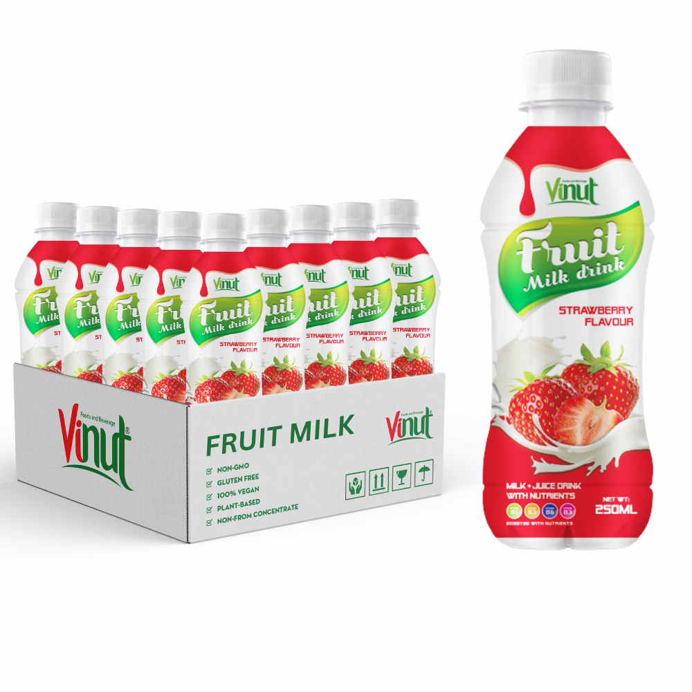 Free Sample _ 250ml Bottle Juice Drink Organic Natural Strawberry Fruit Milk _ Private Label