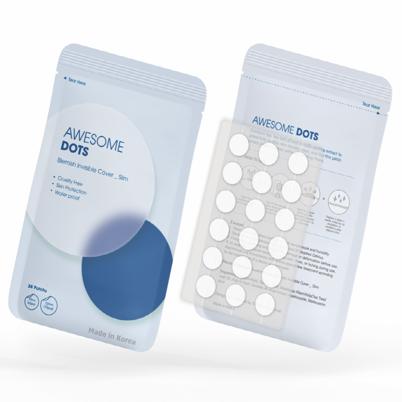 Non_Beveled Hydrocolloid Acne Patches in pouch packing