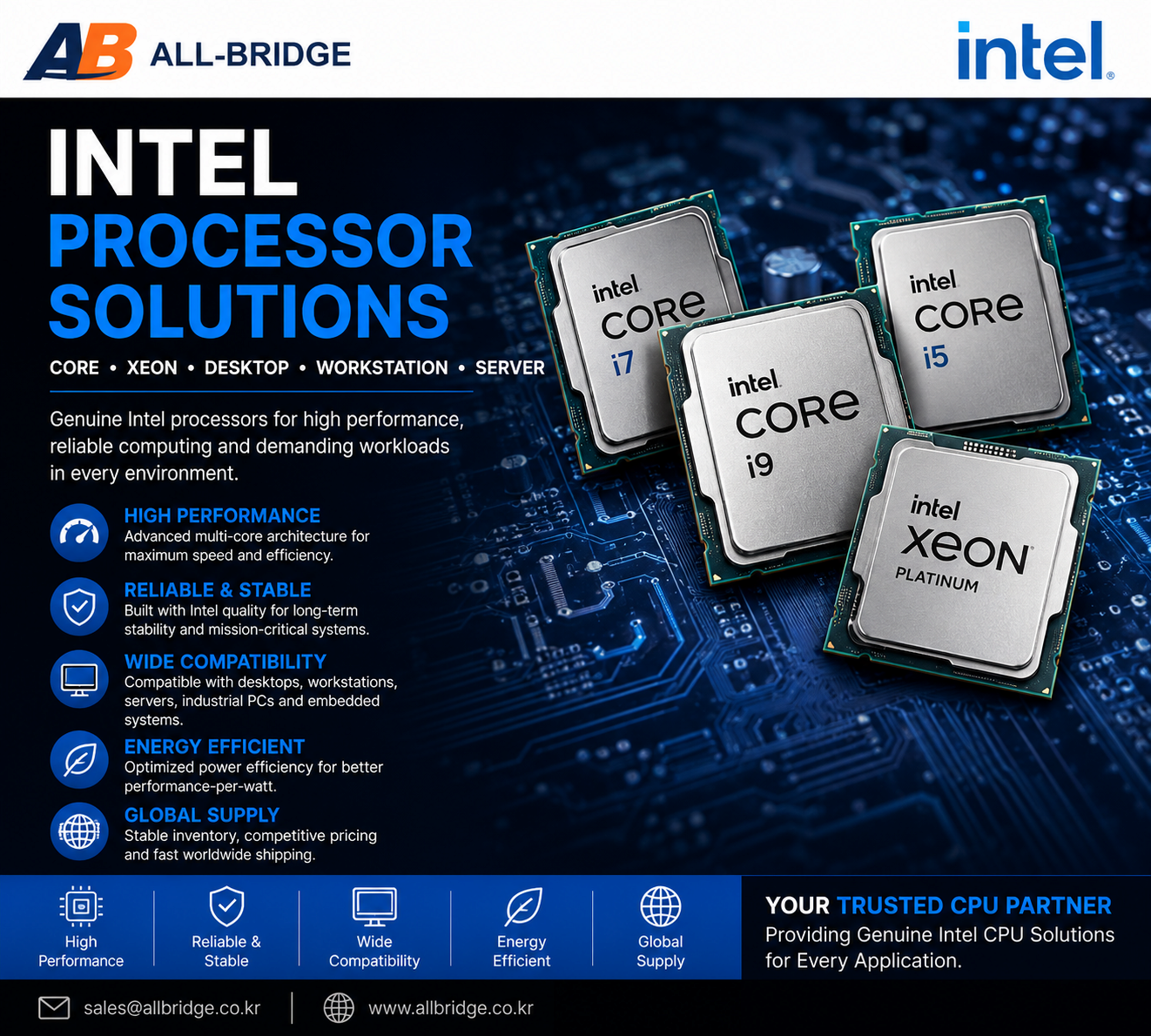 Intel Processor  Core i3 i5 i7 i9  Xeon CPU