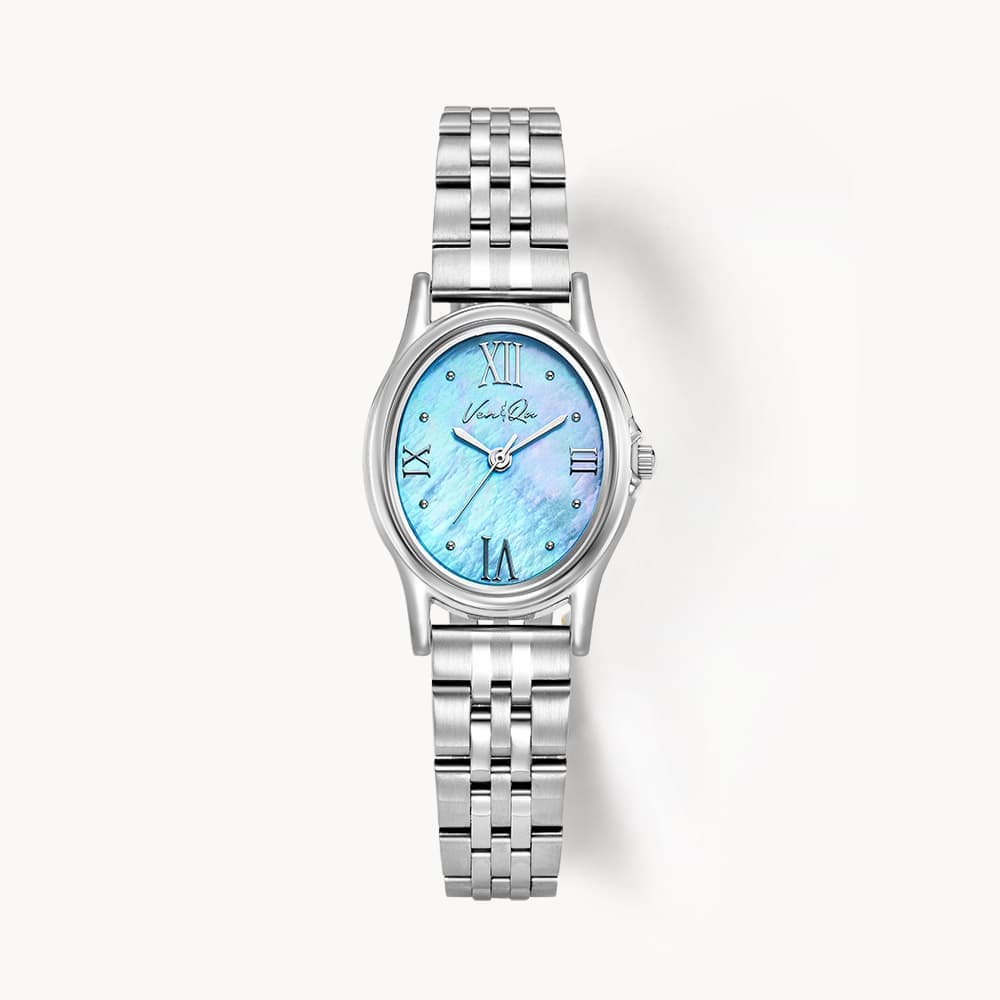 Gem_Silver_Aquamarine Metal Watch