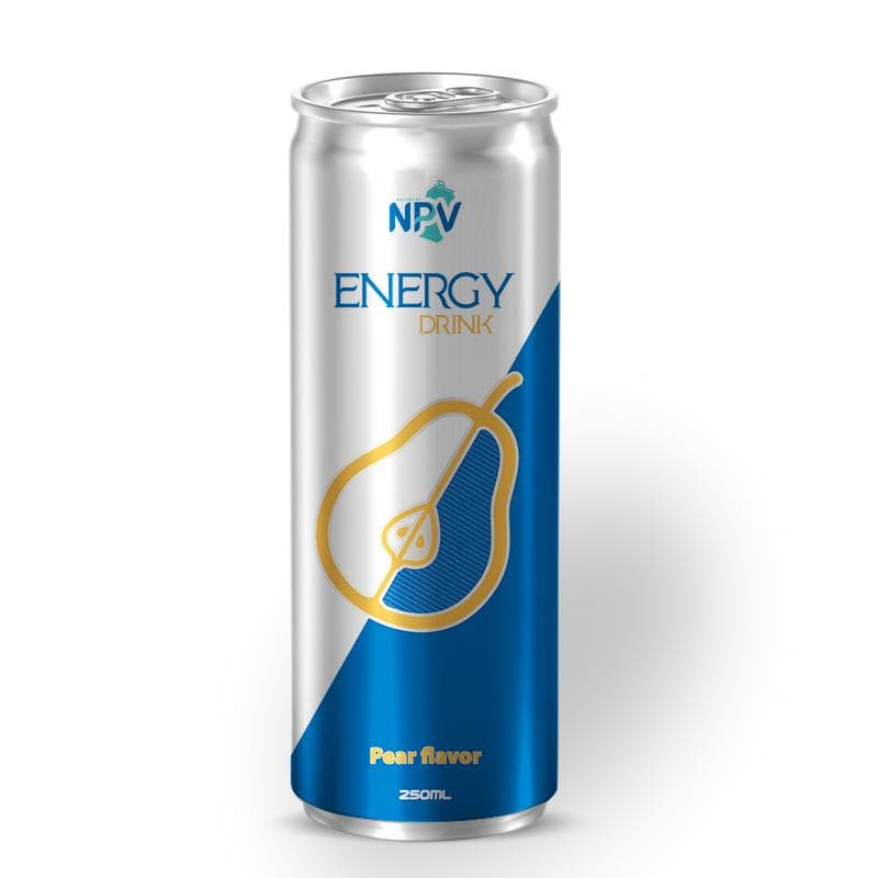 PRIVATE LABEL BEST QUALITY NPV BRAND ENERGY DRINK WITH PEAR FLAVOR 250ML SLIM CAN