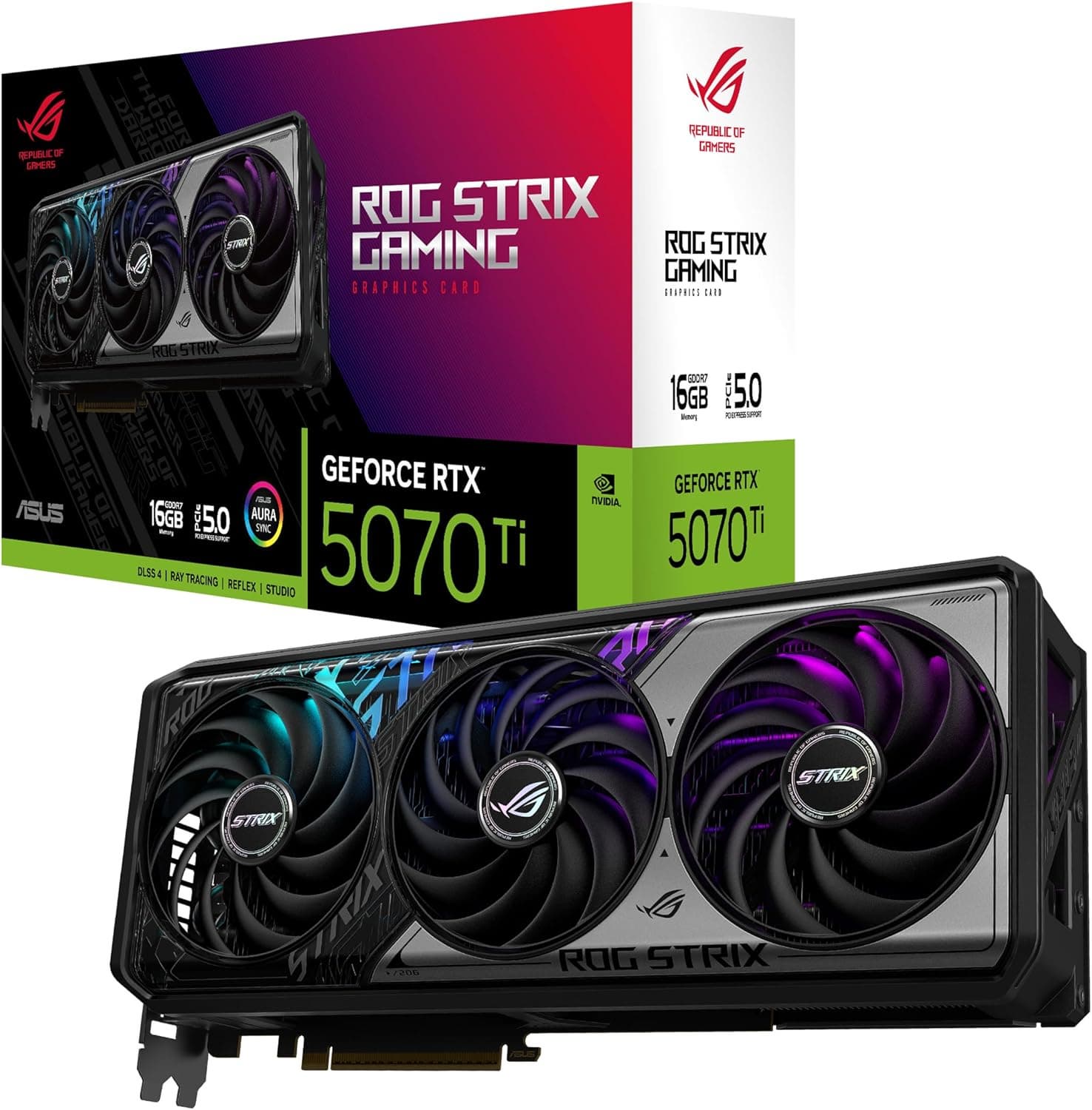 ASUS ROG Strix NVIDIA GeForce RTX 5070 Ti 16GB GDDR7 Gaming Graphics Card Vapor Chamber GPU
