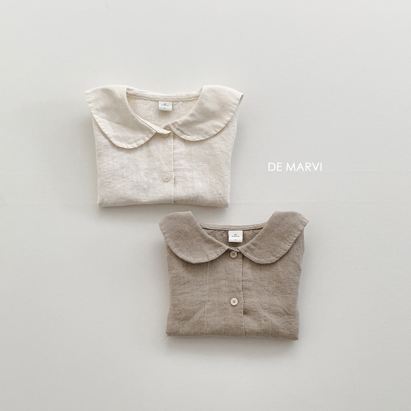 DE MARVI Toddler Kids Girls Sailor Collar Linen Blouse