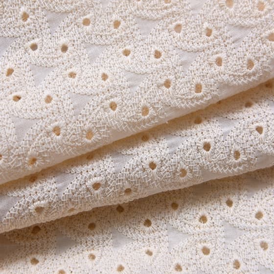 embroidered thick white 100_  cotton fabric swiss lace