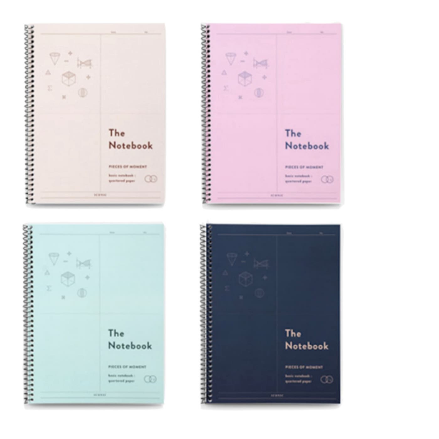 Aesthetic Simple Pastel Spiral Math Grid Notebook Set