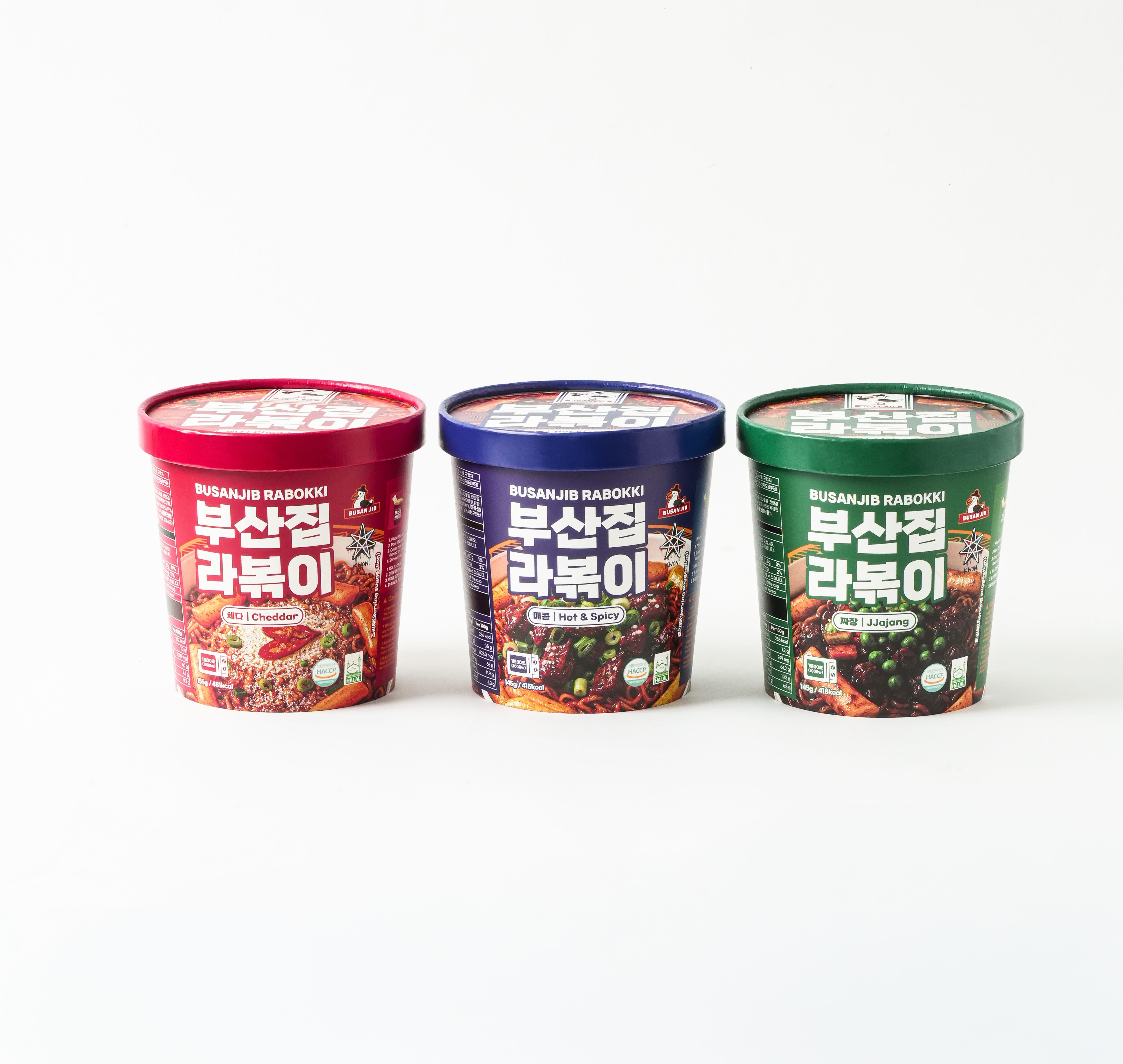 Halal Korean Instant Cup Rabokki Tteokbokki Rice Cake _ Noodles_ BUSANJIB RABOKKI 3 Flavors