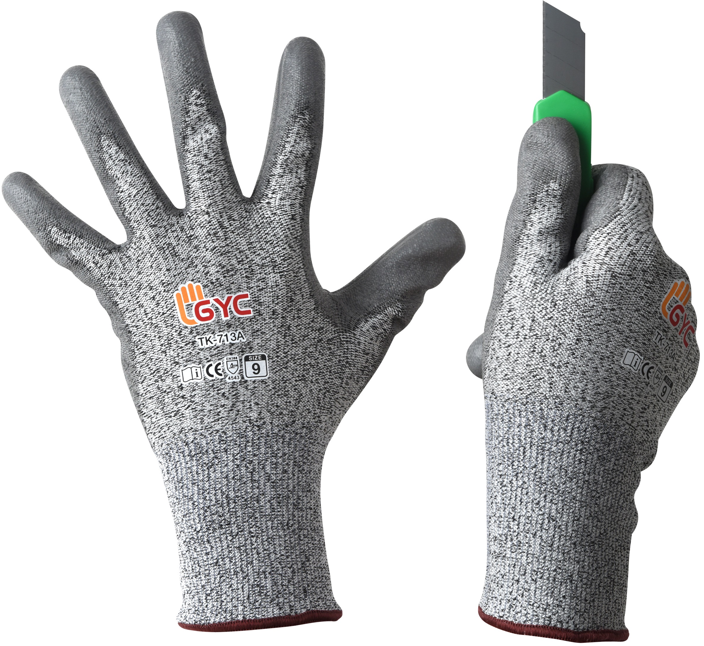 TK_713A _ Cut Resistant Gloves _ Level 5 Cut Protection Soft PU coated_