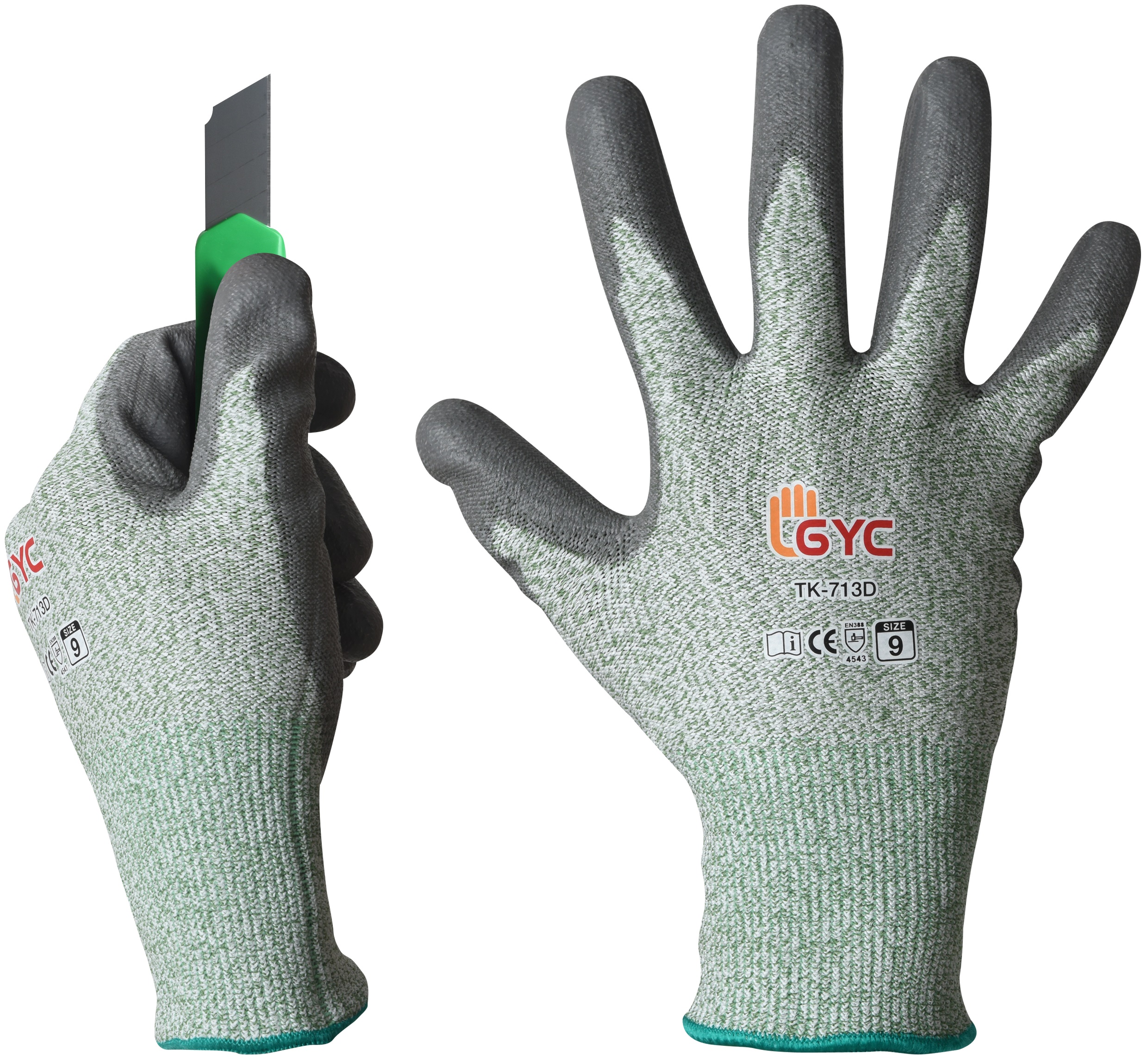 TK_713D _ Cut Resistant Gloves _ Level 5 Cut Protection Soft PU coated_