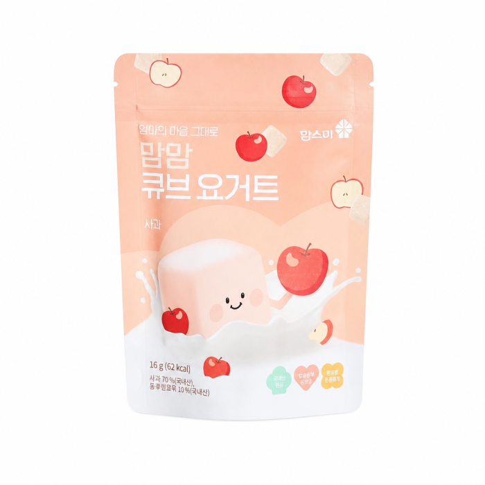 Momsmi_ Mommom Cube Yogurt Apple _Freeze_Dried Korean Apple _ Yogurt Snack_
