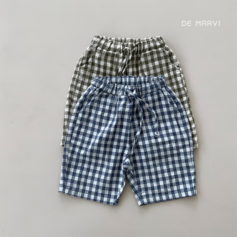 DE MARVI Kids Toddler Checked Mid length String Casual Trousers Boys Girls Summer Pants Wholesale