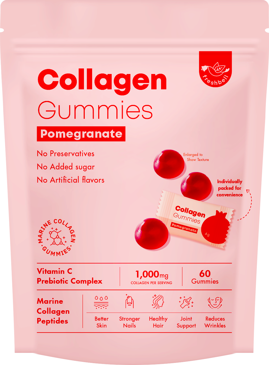 Collagen Gummies Pomegranate 4g x 60 ea _ 1bag