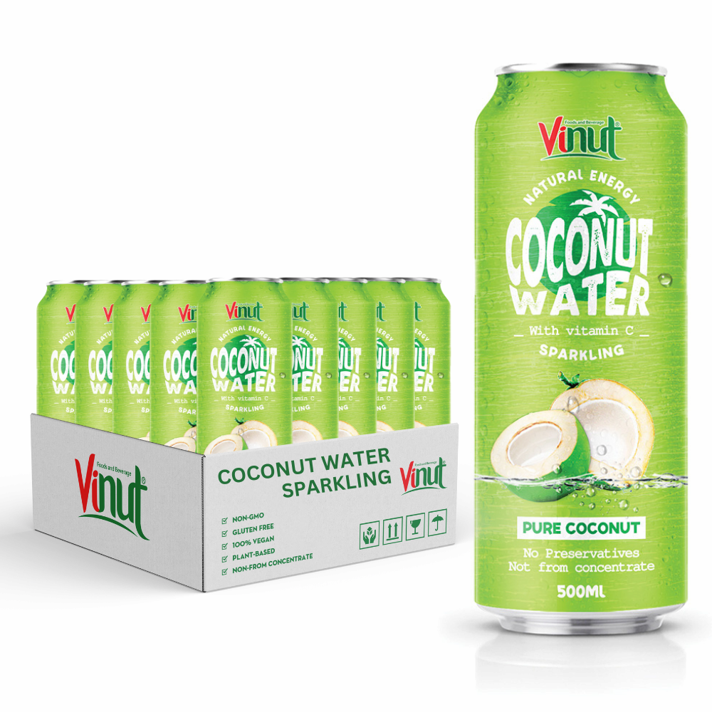 500ml Pure Original Taste Coconut Sparkling Water Canned Drink _ Free Sample _ Manufacture