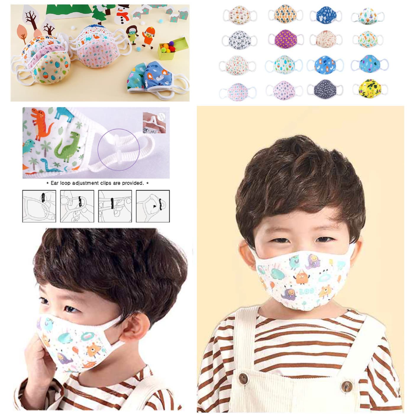 Reusable Washable Breathable 100_ Pure Cotton Face Mask for Kids_ Baby Made in Korea