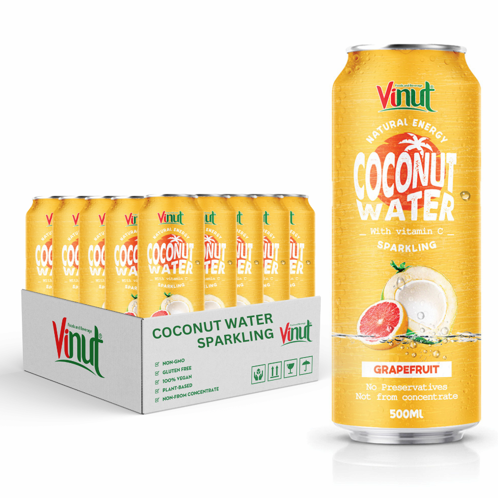 Marketing Support _ 500ml Coconut Sparkling Water Canned _ Redgrape Fruit _ Free Sample_ Manufacture