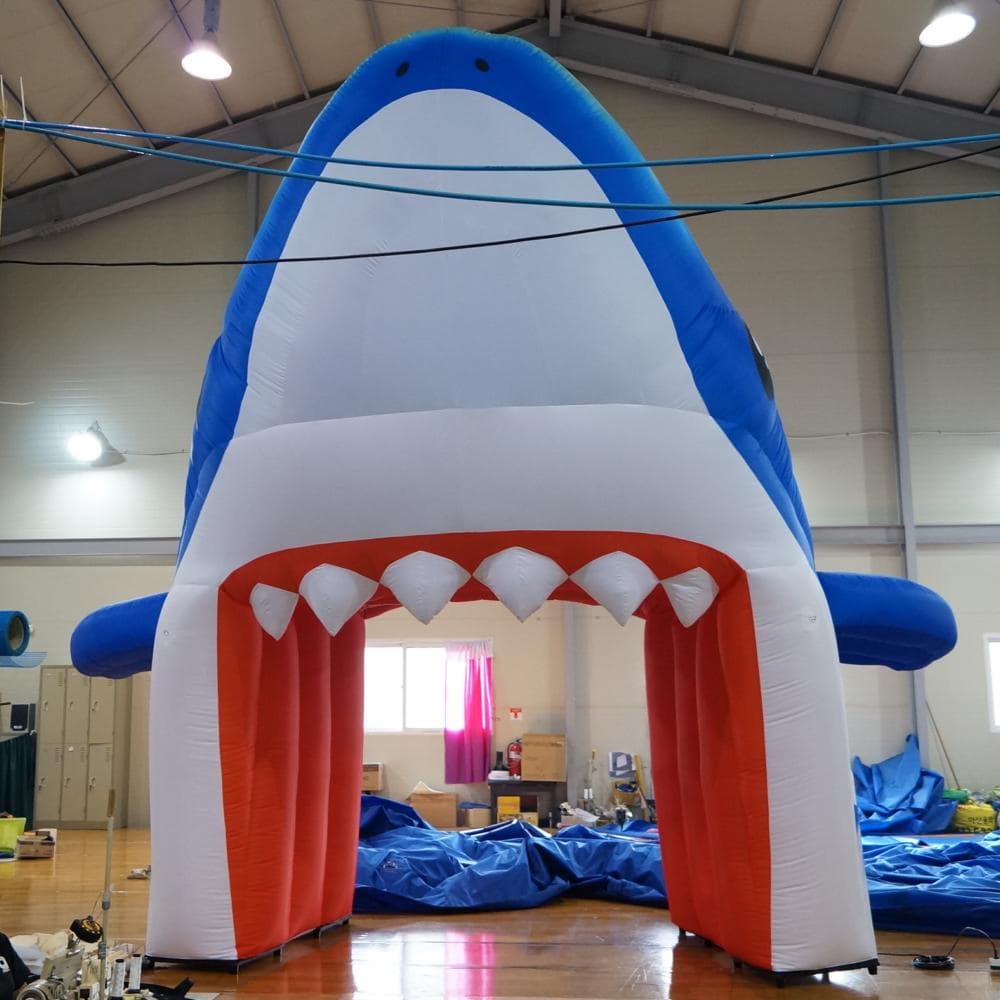 A scary shark tunnel with teeth inflatable