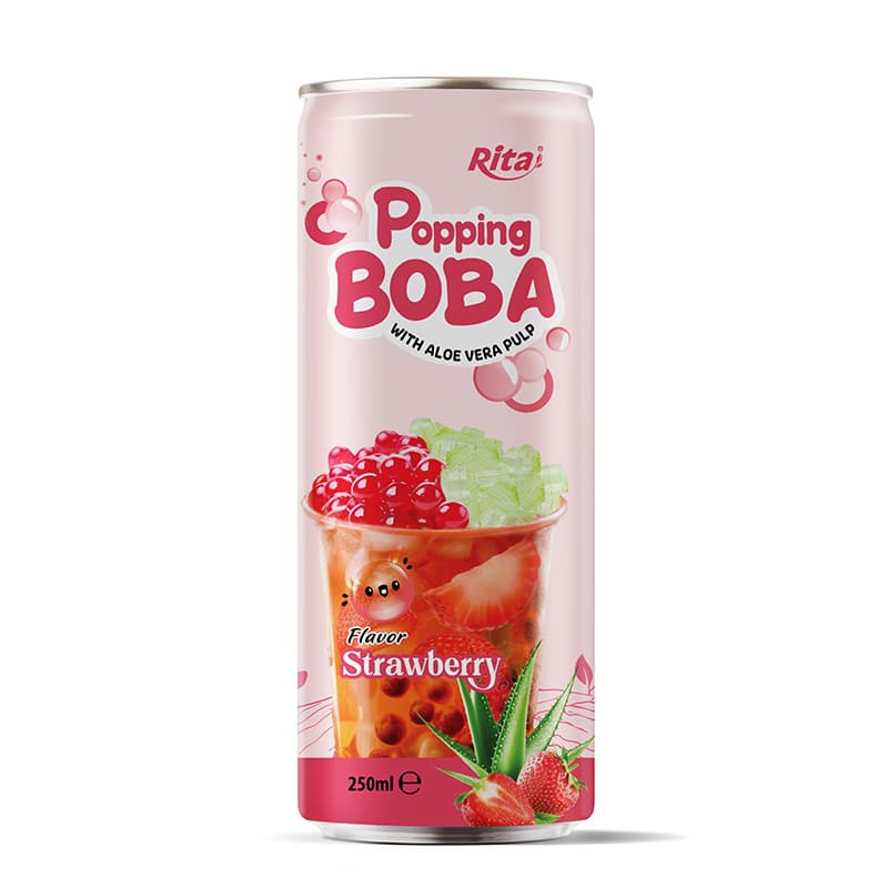 Beverage Distributors Bubble Tea Strawberry Flavor 250ml Can