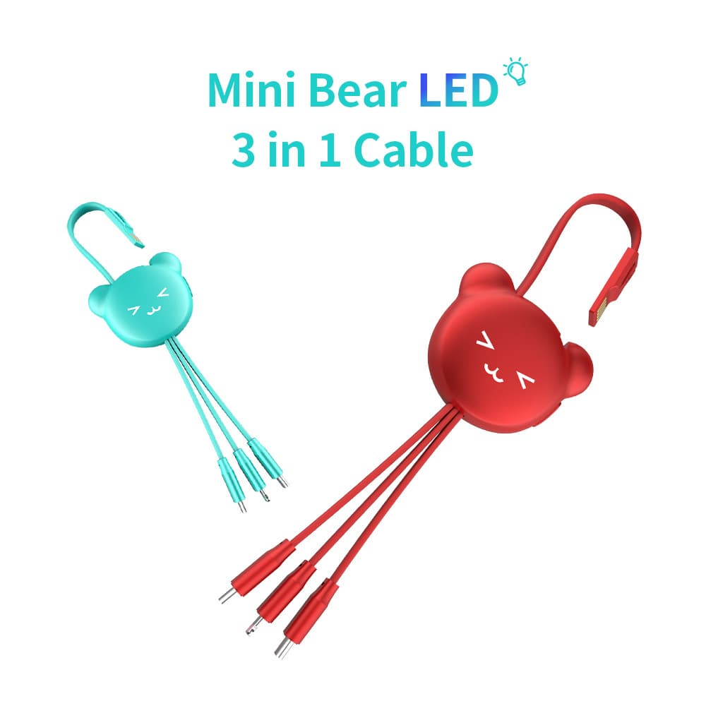 CONNETICK 3_in_1 _8Pin_Type_C_Micro USB_ LED Charger Cable